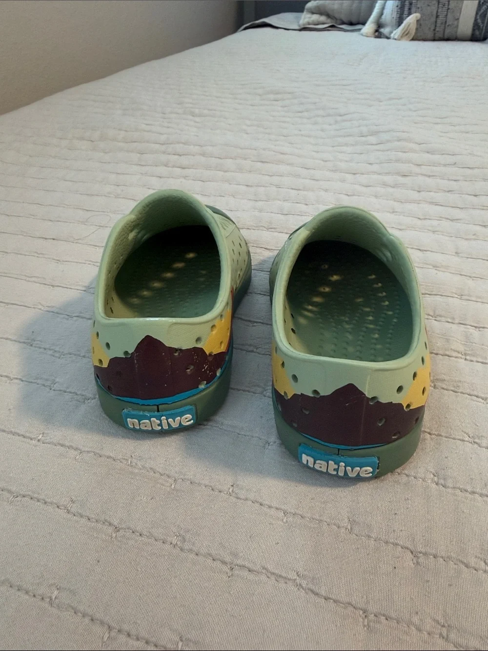Native Kids Mint Green Slip-On Water Shoes with Multi-Color Back Panel